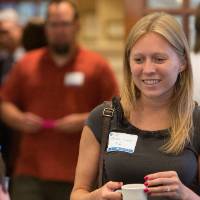 Brooks College Staff and Faculty arrive at the lunch event.
